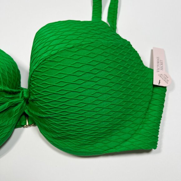 Victoria Secret 40D TWIST FRONT Push Up Bikini Top Underwire Textured Jade Green - Picture 3 of 7